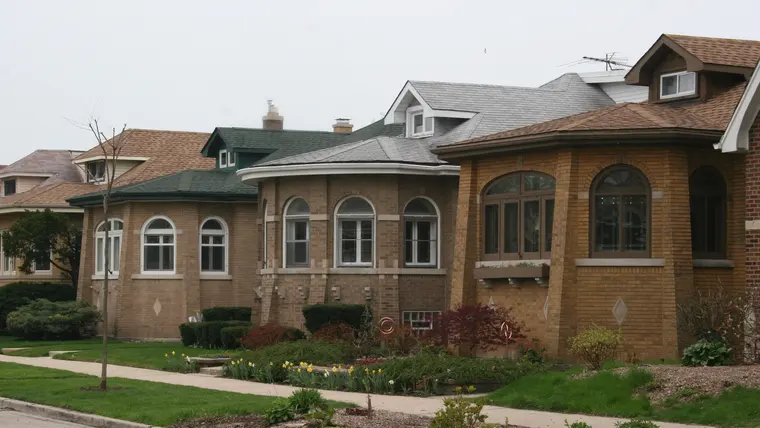 Brick Chicago-style bungalow of the kind that lines Berwyn streets