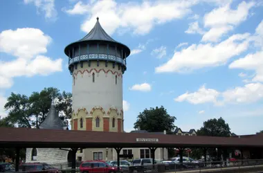 Riverside water tower and train station