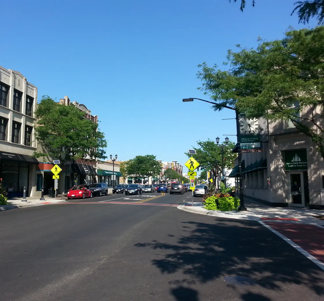 Madison Street shops in Forest Park, Illinois